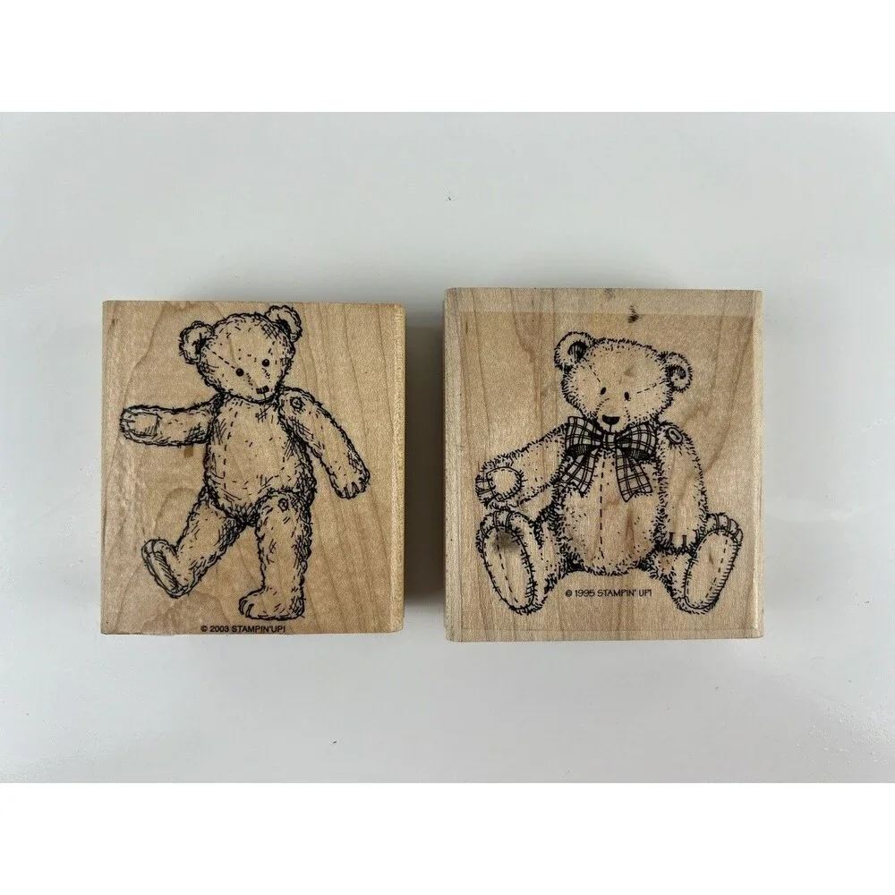 Pair Of Vintage Stampin’ Up Rubber Stamps Bears Crafters Adorable Teddy Bears